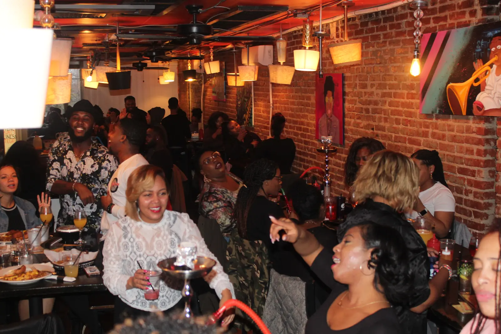 A room full of people gathered together